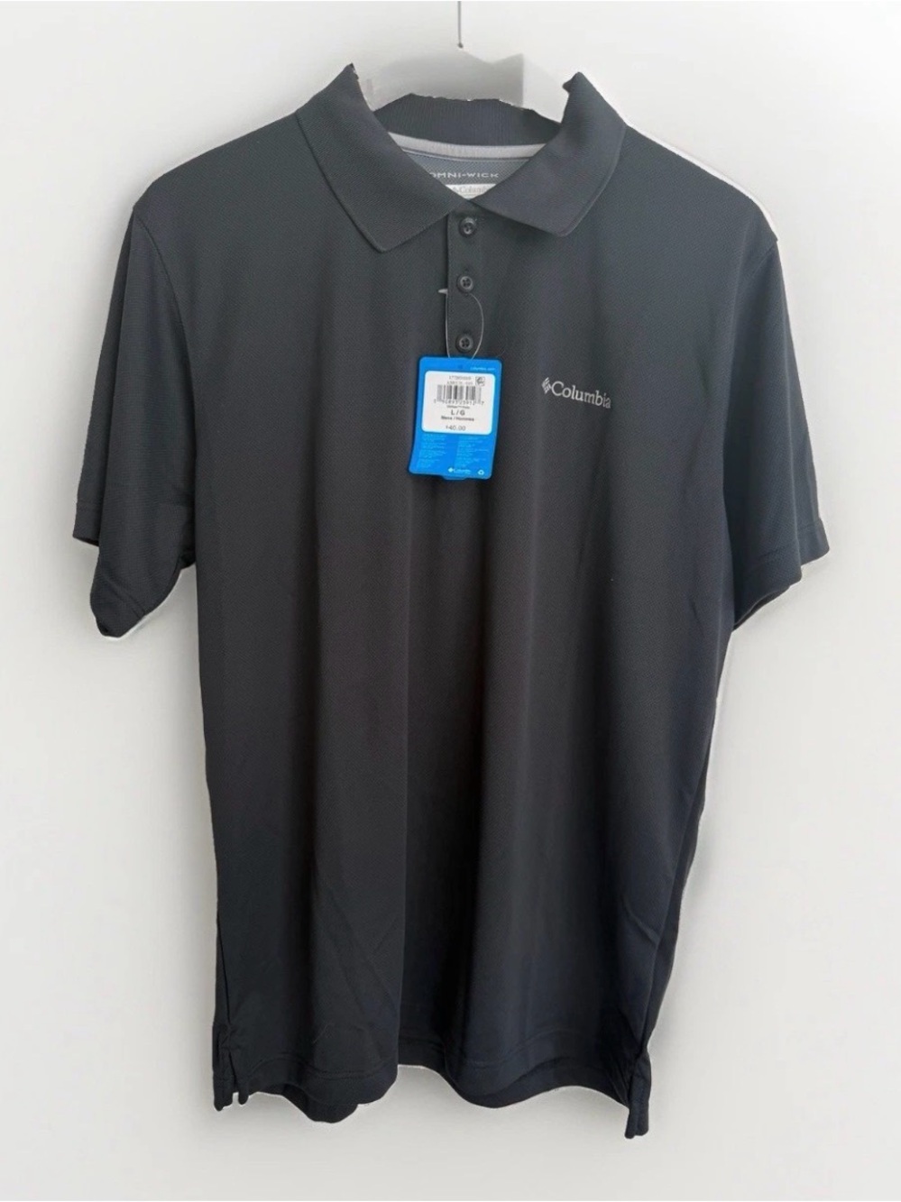 NWT Columbia Utilizer Polo Men's Large Black Omni-Wick Omni-Shade UPF30 Golf